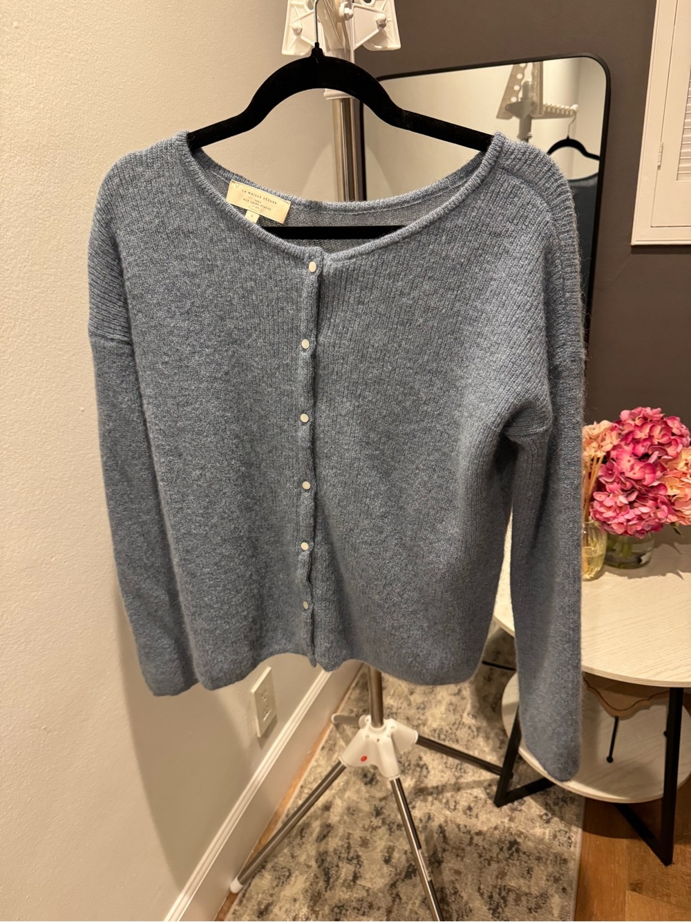 Light Blue Button-Front Women's Sweater